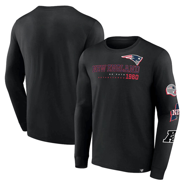 New England Patriots Black High Whip Pitcher Long Sleeve T-Shirt